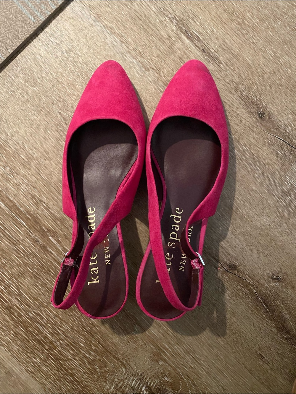 kate spade Bright Pink Suede Pointed-Toe Slingback Flats
